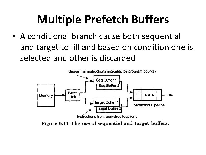 Multiple Prefetch Buffers • A conditional branch cause both sequential and target to fill