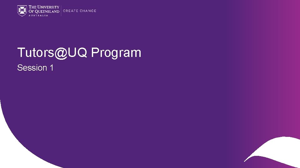 Tutors@UQ Program Session 1 