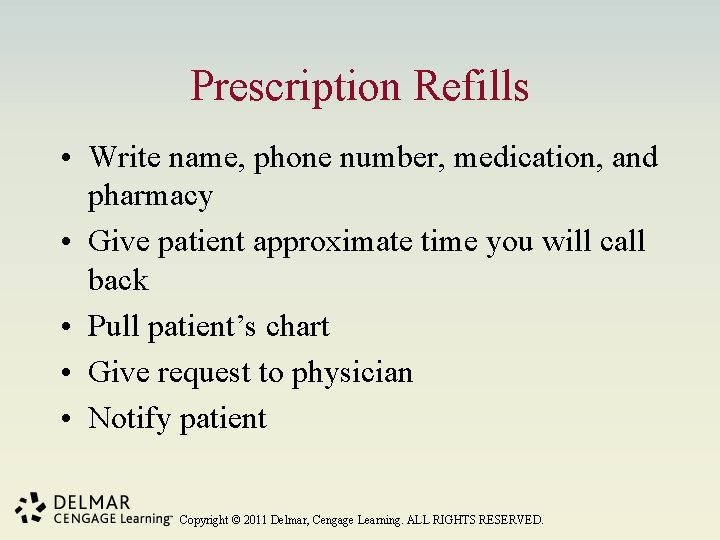 UNIT 9 The Medication Order Copyright 2011 Delmar
