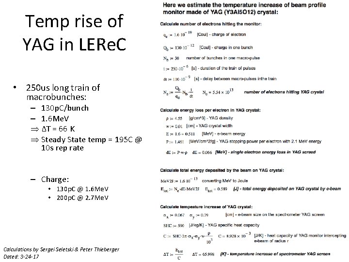 Temp rise of YAG in LERe. C • 250 us long train of macrobunches: