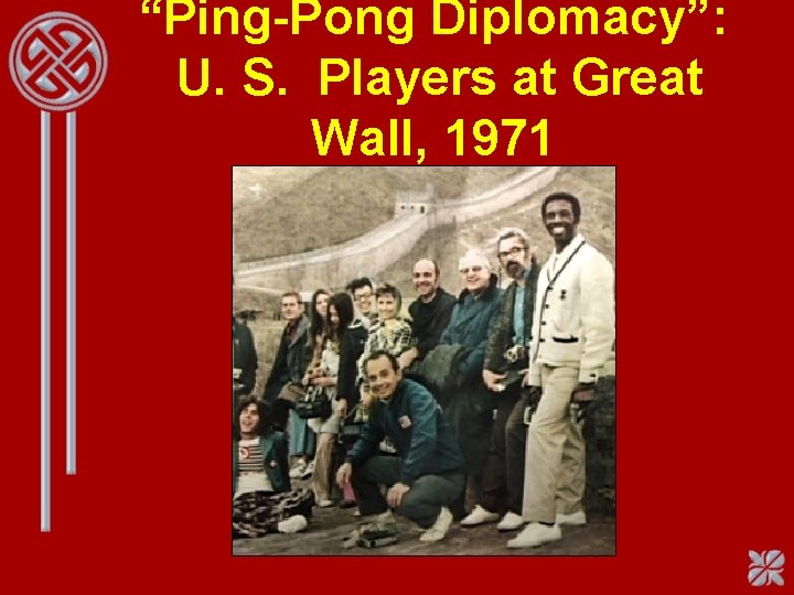 “Ping-Pong Diplomacy”: U. S. Players at Great Wall, 1971 