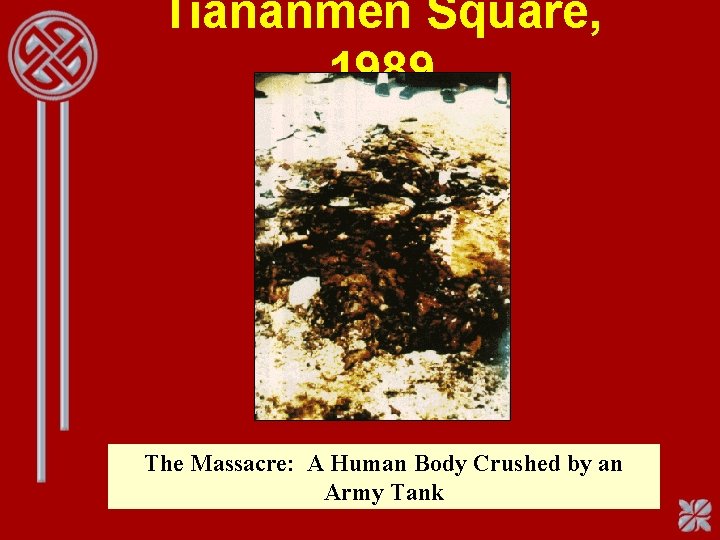 Tiananmen Square, 1989 The Massacre: A Human Body Crushed by an Army Tank 