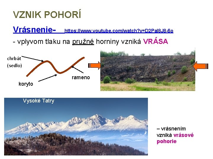 VZNIK POHORÍ Vrásnenie- https: //www. youtube. com/watch? v=D 2 Pal 8 J 8 -6