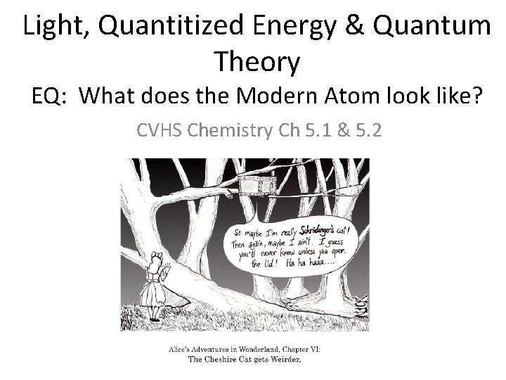Light, Quantitized Energy & Quantum Theory EQ: What does the Modern Atom look like?