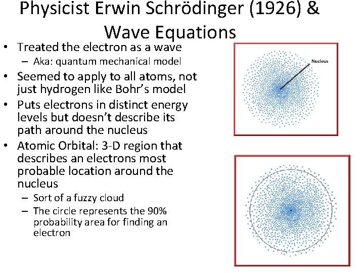 Physicist Erwin Schrödinger (1926) & Wave Equations • Treated the electron as a wave
