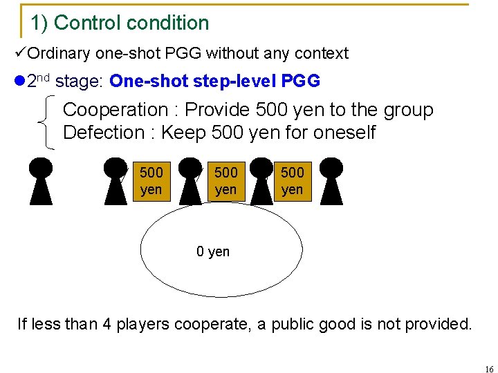 1) Control condition üOrdinary one-shot PGG without any context l 2 nd stage: One-shot