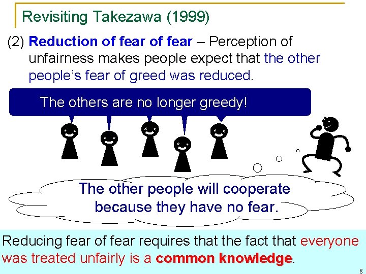 Revisiting Takezawa (1999) (2) Reduction of fear – Perception of unfairness makes people expect