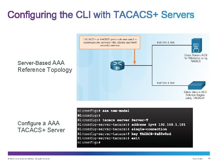 Server-Based AAA Reference Topology Configure a AAA TACACS+ Server © 2013 Cisco and/or its