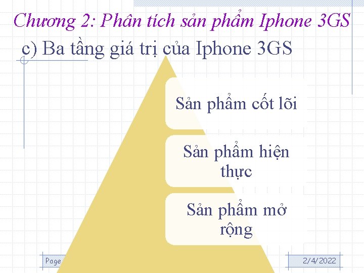 Chương 2: Phân tích sản phẩm Iphone 3 GS c) Ba tầng giá trị