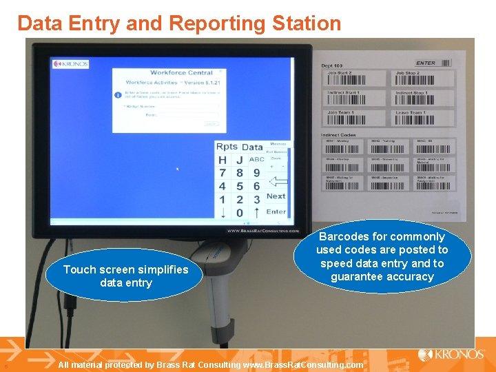 Data Entry and Reporting Station Touch screen simplifies data entry 6 Barcodes for commonly