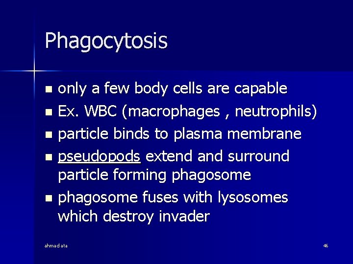 Phagocytosis only a few body cells are capable n Ex. WBC (macrophages , neutrophils)