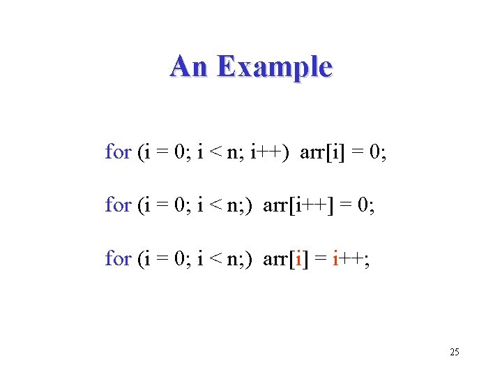 An Example for (i = 0; i < n; i++) arr[i] = 0; for