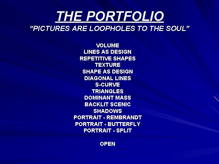 THE PORTFOLIO “PICTURES ARE LOOPHOLES TO THE SOUL” VOLUME LINES AS DESIGN REPETITIVE SHAPES