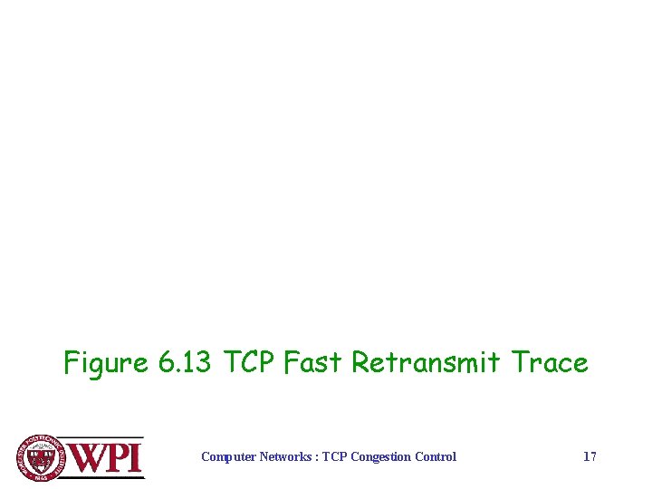 Figure 6. 13 TCP Fast Retransmit Trace Computer Networks : TCP Congestion Control 17