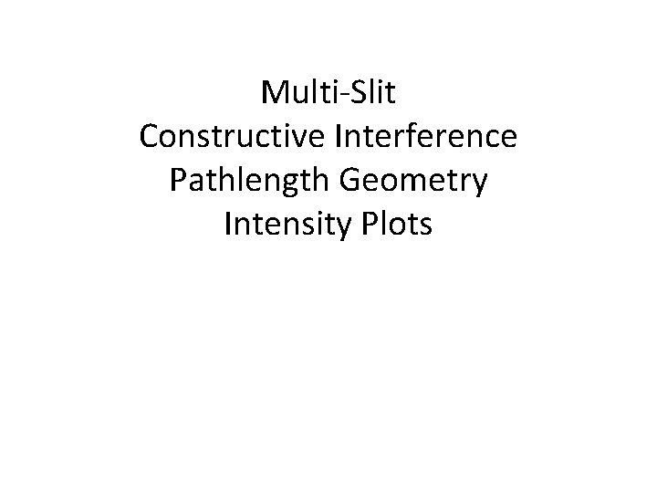 Multi-Slit Constructive Interference Pathlength Geometry Intensity Plots 