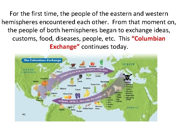 For the first time, the people of the eastern and western hemispheres encountered each