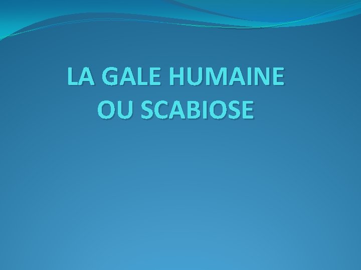 LA GALE HUMAINE OU SCABIOSE 