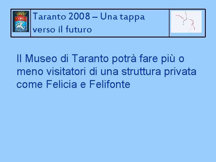 Taranto 2008 – Una tappa verso il futuro Il Museo di Taranto potrà fare