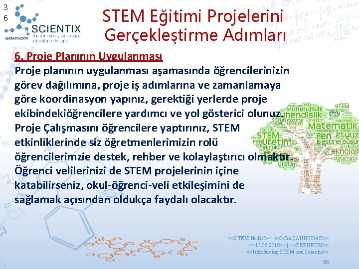 3 6 STEM Eğitimi Projelerini Gerçekleştirme Adımları 6. Proje Planının Uygulanması Proje planının uygulanması