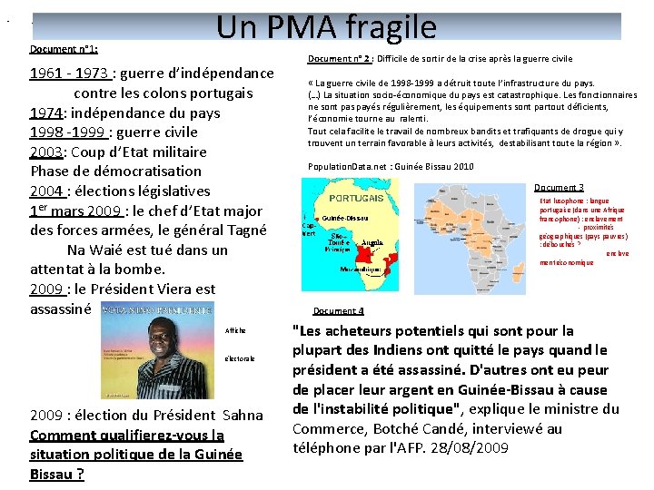  • . Document n° 1: Un PMA fragile 1961 - 1973 : guerre