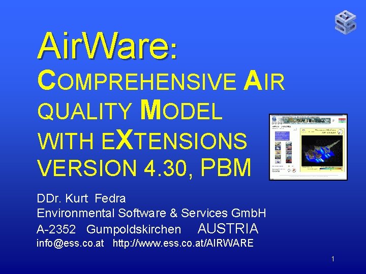 Air Ware COMPREHENSIVE AIR QUALITY MODEL WITH EXTENSIONS