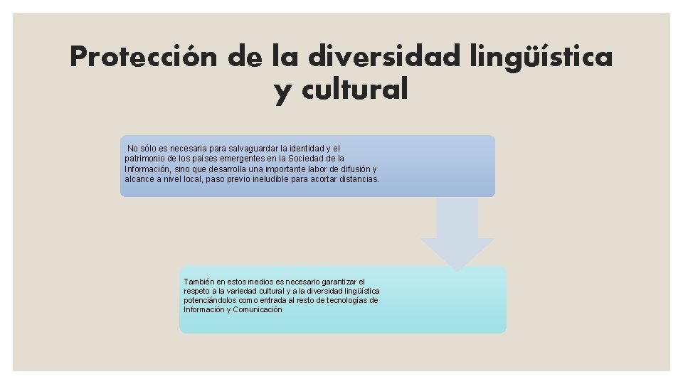 Protección de la diversidad lingüística y cultural No sólo es necesaria para salvaguardar la