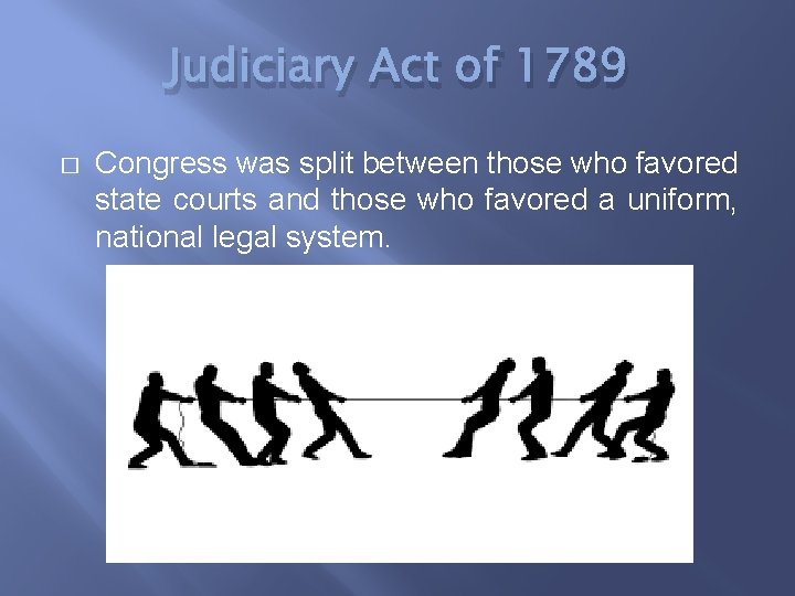 Judiciary Act of 1789 � Congress was split between those who favored state courts