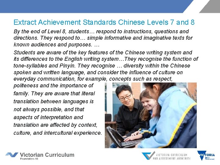 Extract Achievement Standards Chinese Levels 7 and 8 By the end of Level 8,