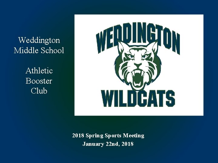 Weddington Middle School Athletic Booster Club 2018 Spring Sports Meeting January 22 nd, 2018