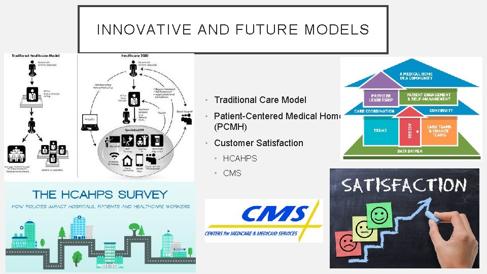 INNOVATIVE AND FUTURE MODELS • Traditional Care Model • Patient-Centered Medical Home (PCMH) •