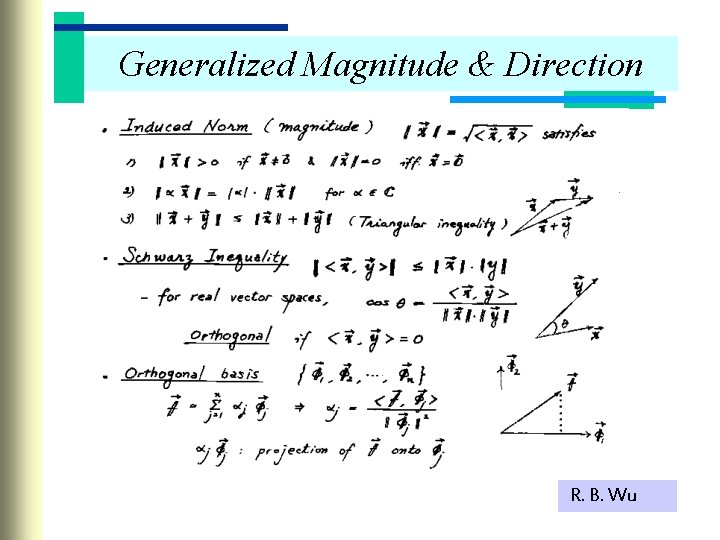Generalized Magnitude & Direction R. B. Wu 