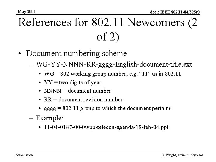 May 2004 doc. : IEEE 802. 11 -04/525 r 0 References for 802. 11