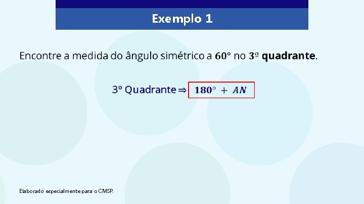 Exemplo 1 Elaborado especialmente para o CMSP. 