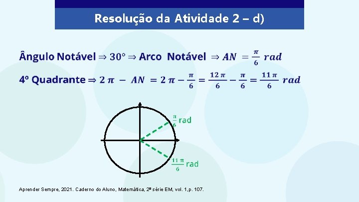 Resolução da Atividade 2 – d) Aprender Sempre, 2021. Caderno do Aluno, Matemática, 2ª