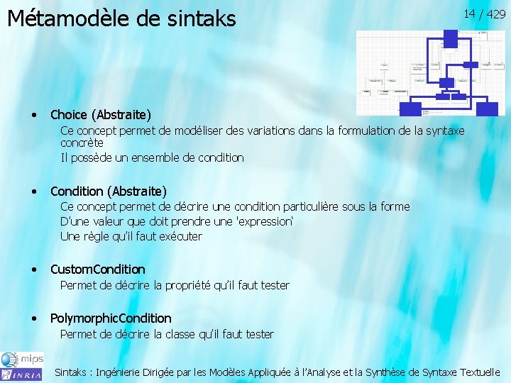 Métamodèle de sintaks • 14 / 429 Choice (Abstraite) Ce concept permet de modéliser