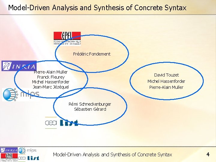 Model-Driven Analysis and Synthesis of Concrete Syntax Frédéric Fondement Pierre-Alain Muller Franck Fleurey Michel