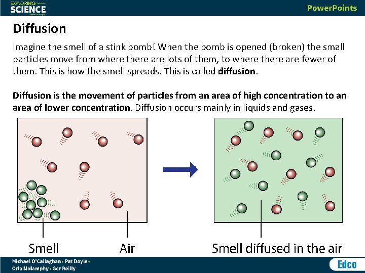 Diffusion Imagine the smell of a stink bomb! When the bomb is opened (broken)