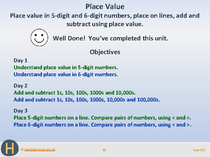 Place Value Place value in 5 -digit and 6 -digit numbers, place on lines,