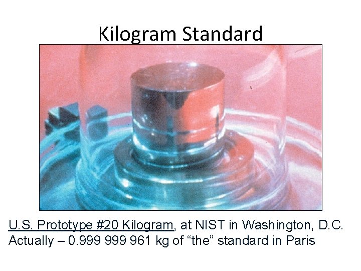 Kilogram Standard U. S. Prototype #20 Kilogram, at NIST in Washington, D. C. Actually