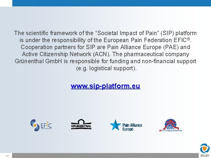 The scientific framework of the “Societal Impact of Pain” (SIP) platform is under the