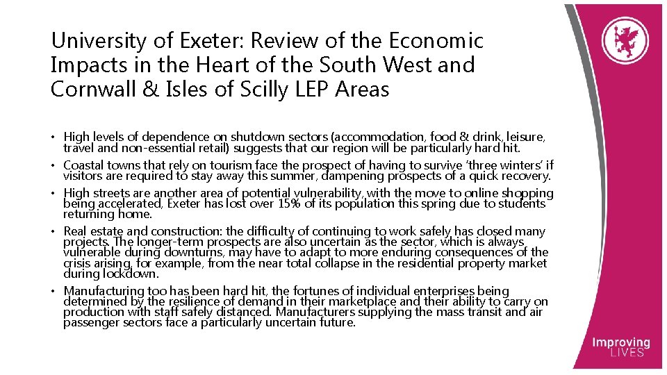 University of Exeter: Review of the Economic Impacts in the Heart of the South