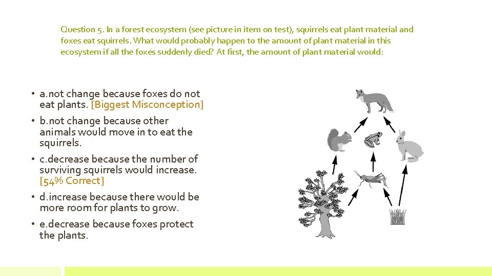 Question 5. In a forest ecosystem (see picture in item on test), squirrels eat