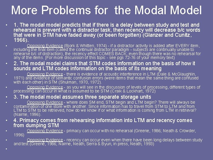 More Problems for the Modal Model • 1. The modal model predicts that if More Problems for the Modal Model • 1. The modal model predicts that if
