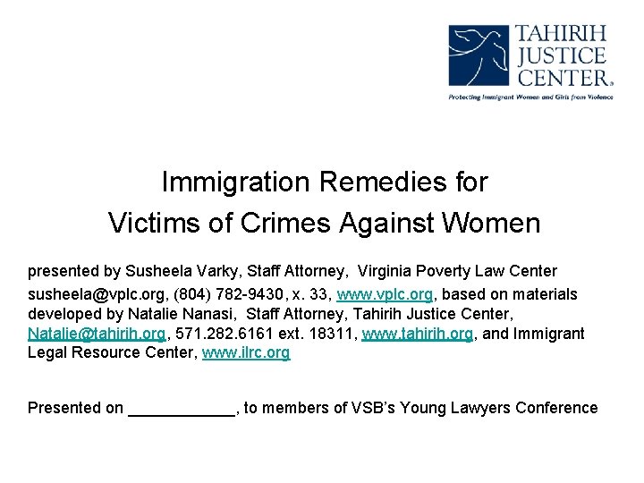 Immigration Remedies for Victims of Crimes Against Women