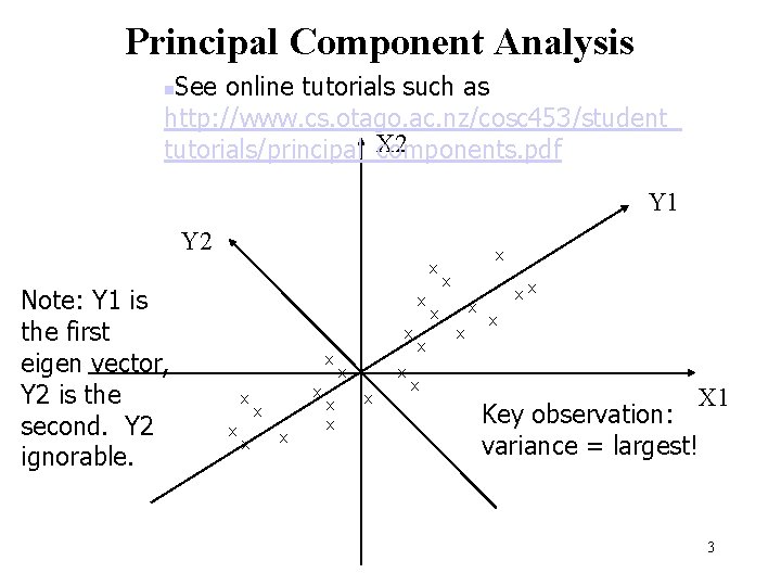Principal Component Analysis See online tutorials such as http: //www. cs. otago. ac. nz/cosc