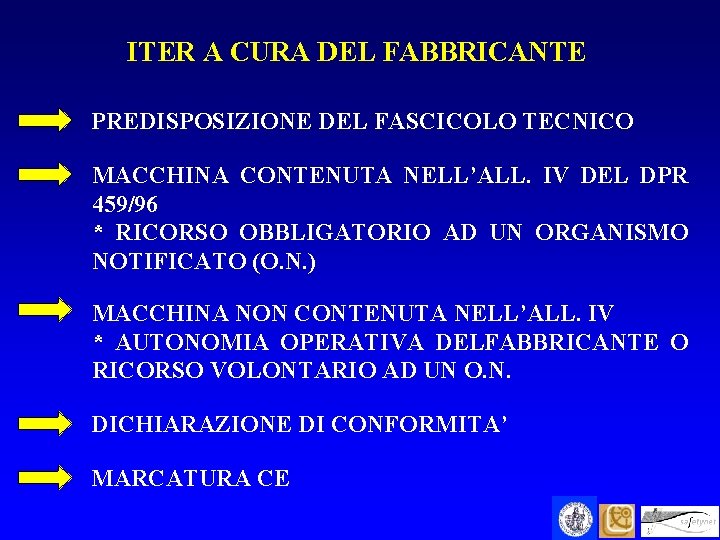 ITER A CURA DEL FABBRICANTE PREDISPOSIZIONE DEL FASCICOLO TECNICO MACCHINA CONTENUTA NELL’ALL. IV DEL
