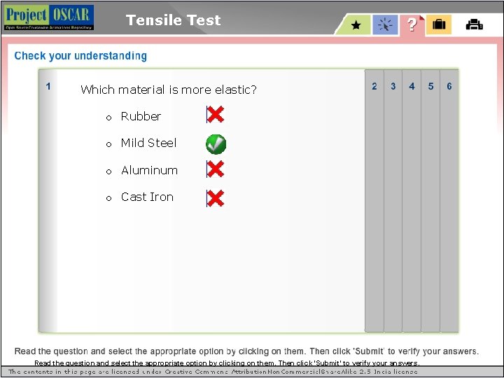 Tensile Test Which material is more elastic? o Rubber o Mild Steel o Aluminum