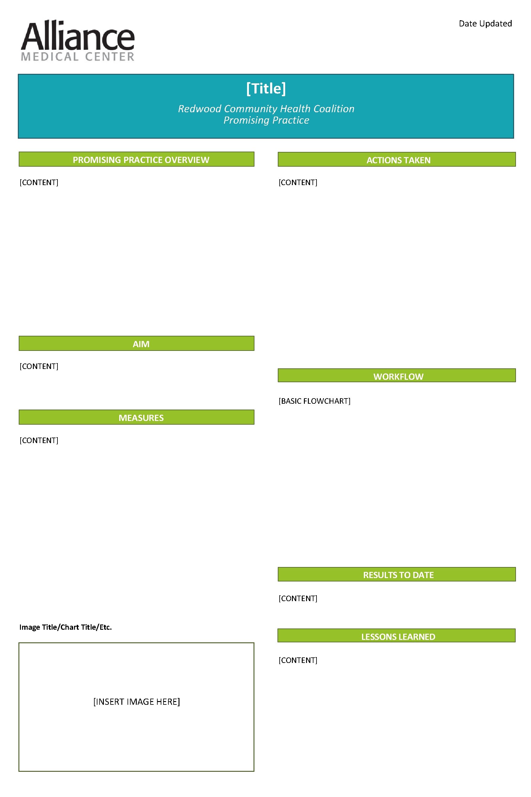 Date Updated [Title] Redwood Community Health Coalition Promising Practice PROMISING PRACTICE OVERVIEW [CONTENT] ACTIONS