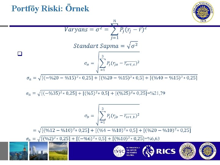 Portföy Riski: Örnek q 