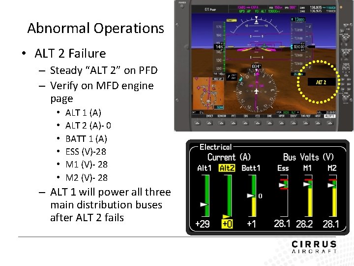 Abnormal Operations • ALT 2 Failure – Steady “ALT 2” on PFD – Verify